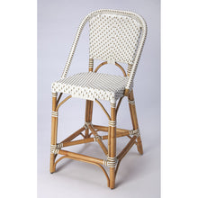 Load image into Gallery viewer, White and Tan Beige Rattan Counter Stool