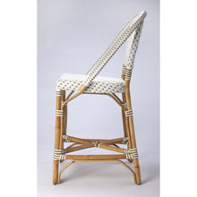 Load image into Gallery viewer, White and Tan Beige Rattan Counter Stool