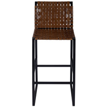 Load image into Gallery viewer, Brown Woven Leather Bar Stool