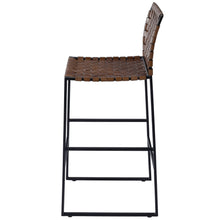 Load image into Gallery viewer, Brown Woven Leather Bar Stool