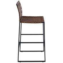 Load image into Gallery viewer, Brown Woven Leather Bar Stool