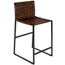 Load image into Gallery viewer, Brown Woven Leather Counter Stool