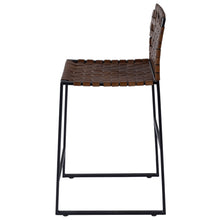 Load image into Gallery viewer, Brown Woven Leather Counter Stool