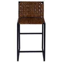 Load image into Gallery viewer, Brown Woven Leather Counter Stool