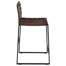 Load image into Gallery viewer, Brown Woven Leather Counter Stool