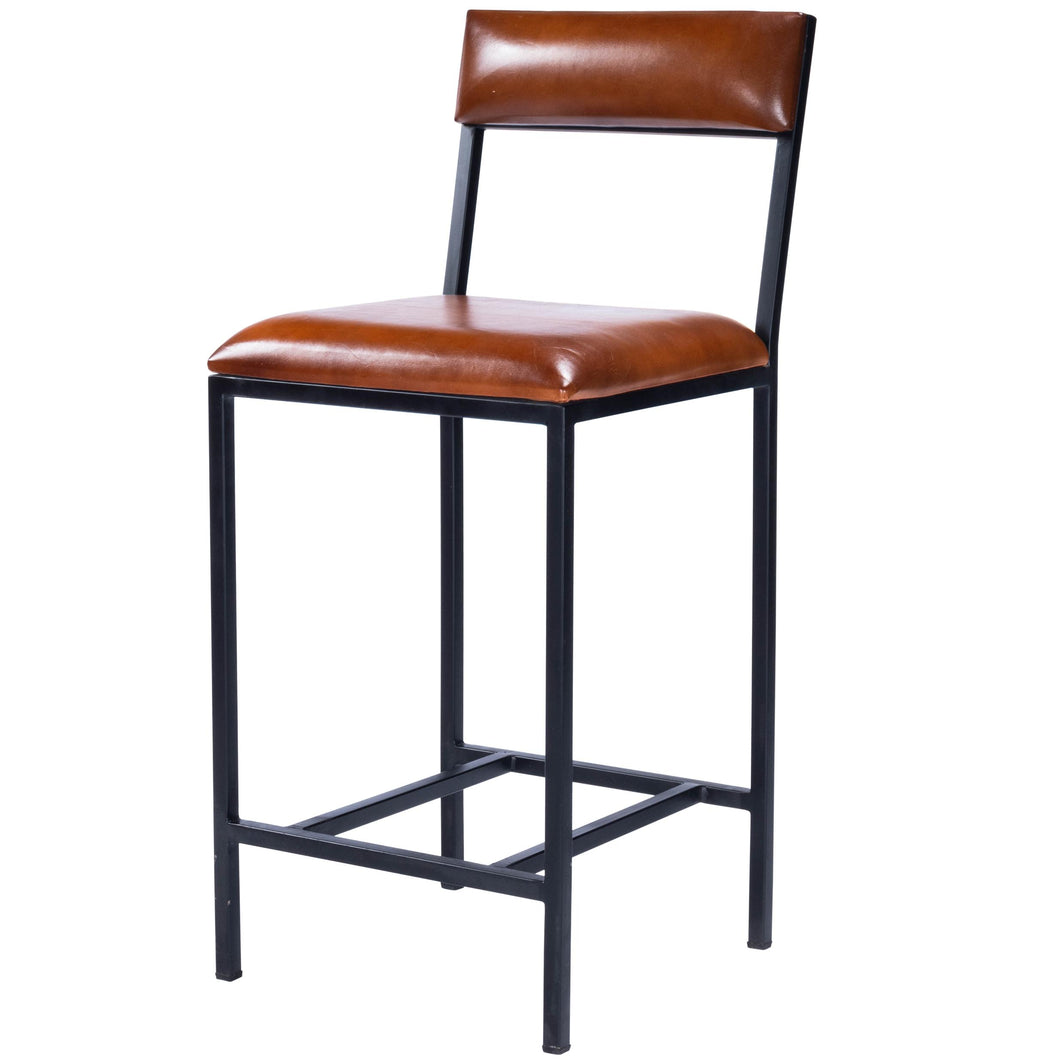 Classic Leather and Metal Counter Stool