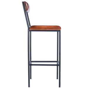 Classic Leather and Metal Bar Stool