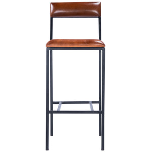 Classic Leather and Metal Bar Stool