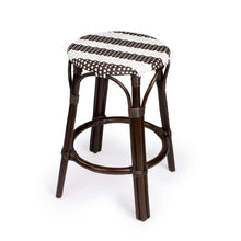 Load image into Gallery viewer, Dark Brown and White Rattan Counter Stool