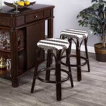 Load image into Gallery viewer, Dark Brown and White Rattan Counter Stool