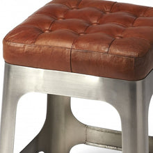 Load image into Gallery viewer, Iron and Leather Counter Stool