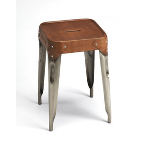 Brown Leather Counter Stool