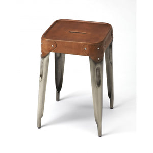 Brown Leather Counter Stool