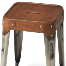 Load image into Gallery viewer, Brown Leather Counter Stool