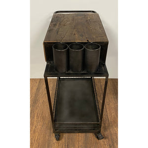 Rolling Rustic Black and Natural Bar Cart