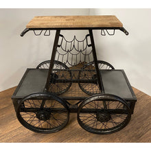 Load image into Gallery viewer, Rustic Black Rail Car Bar Cart