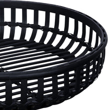 Load image into Gallery viewer, Black Round Rattan Decorative Tray