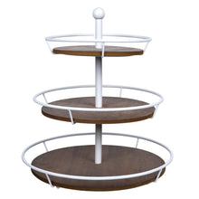 Load image into Gallery viewer, Three Tiered Metal and Wood Decorative Stand