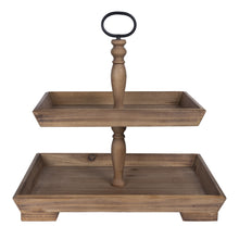 Load image into Gallery viewer, Two Tiered Wooden Serving Stand
