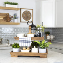 Load image into Gallery viewer, Two Tiered Wooden Serving Stand