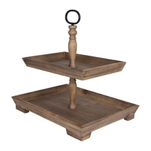 Load image into Gallery viewer, Two Tiered Wooden Serving Stand