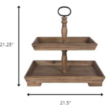 Load image into Gallery viewer, Two Tiered Wooden Serving Stand