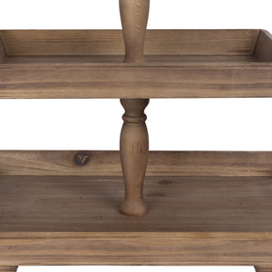 Two Tiered Wooden Serving Stand