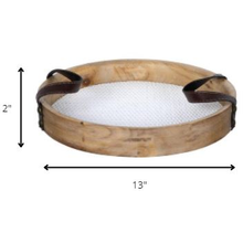 Load image into Gallery viewer, Round Wooden Tray with Leather Handles