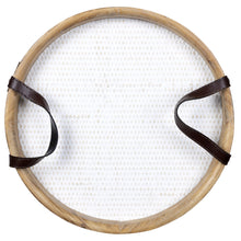 Load image into Gallery viewer, Round Wooden Tray with Leather Handles