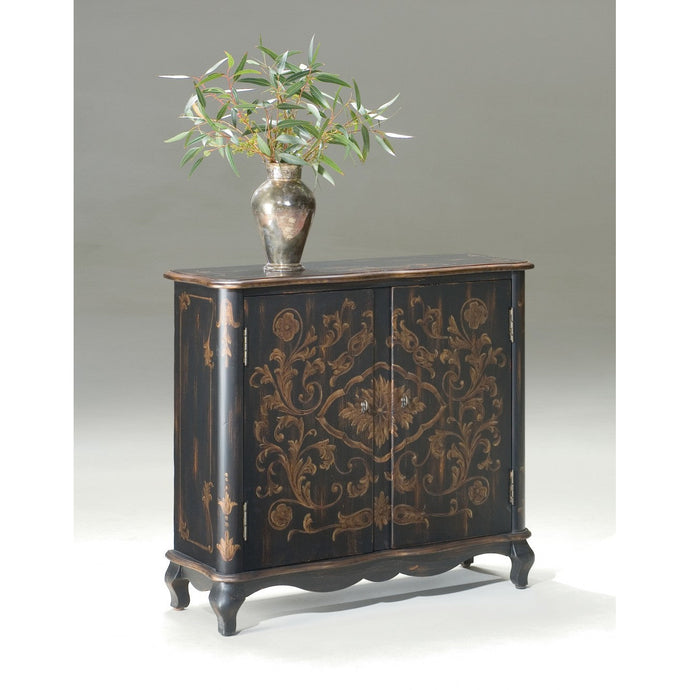 Leyden European Black Painted Console Cabinet