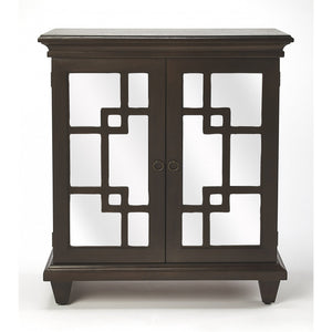 Dark Brown Fret Work Mirrored Accent Chest