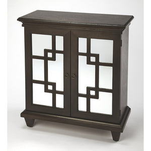 Dark Brown Fret Work Mirrored Accent Chest