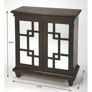 Dark Brown Fret Work Mirrored Accent Chest
