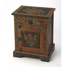 Load image into Gallery viewer, Black and Gold Vintage Hand Painted One Drawer Accent Chest
