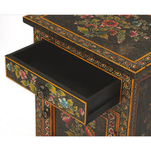 Load image into Gallery viewer, Black and Gold Vintage Hand Painted One Drawer Accent Chest