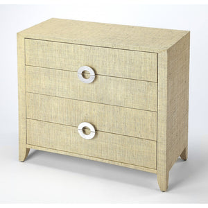 Amelle Cream Raffia 4 Drawer Accent Chest