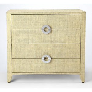 Amelle Cream Raffia 4 Drawer Accent Chest