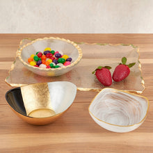 Load image into Gallery viewer, Set of Two 6 Bubble Glass Bowls With Scalloped Gold Rims