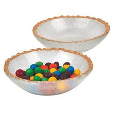 Load image into Gallery viewer, Set of Two 6 Bubble Glass Bowls With Scalloped Gold Rims