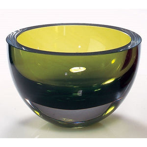Moss Green Mouth Blown Polish Crystal Thick Walled Bowl