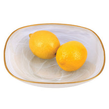 Load image into Gallery viewer, 8 White Alabaster Square Glass Bowl With Gold Rim