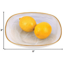 Load image into Gallery viewer, 8 White Alabaster Square Glass Bowl With Gold Rim