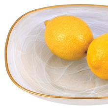 Load image into Gallery viewer, 8 White Alabaster Square Glass Bowl With Gold Rim