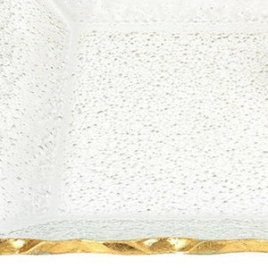 Bubble Glass Scalloped Gold Rim Rectangular Platter or Tray