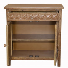 Load image into Gallery viewer, Artisanal Handcarved Natural Wood Accent Storage Cabinet