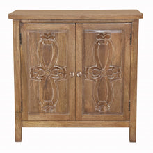 Load image into Gallery viewer, Artisanal Handcarved Natural Wood Double Door Cabinet