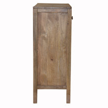 Load image into Gallery viewer, Artisanal Handcarved Dark Wood Accent Storage Cabinet