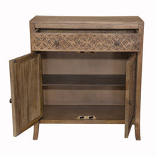 Load image into Gallery viewer, Artisanal Handcarved Dark Wood Accent Storage Cabinet