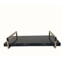 Load image into Gallery viewer, Black Agate and Gold Modern Serving Tray