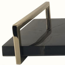 Load image into Gallery viewer, Black Agate and Gold Modern Serving Tray